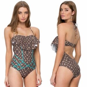Bond-eye Australia Goddess Bind One-Piece Ruffle Swimsuit Size 2-4
